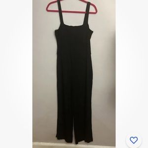 12-24 Sanctuary Black Jumpsuit romper Ribbed Large NWT Pull On Cropped